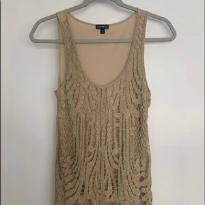 Beautifully detailed gold tank top from express